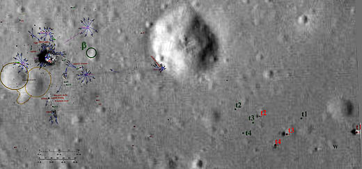 Карта положения удаленных валунов для Аполлон-11