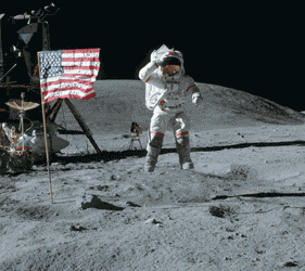 Прыжки астронавта на Луне