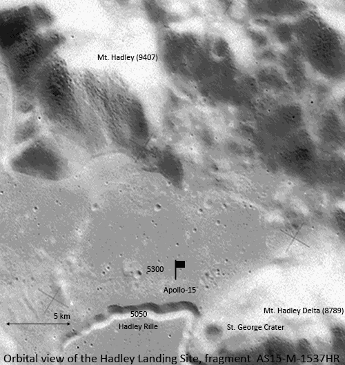 Вид Хэдлей с орбиты, песто посадки Аполлон-15
